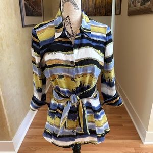 Zozo V-Neck Blouse Womens Size Small Tie in Front